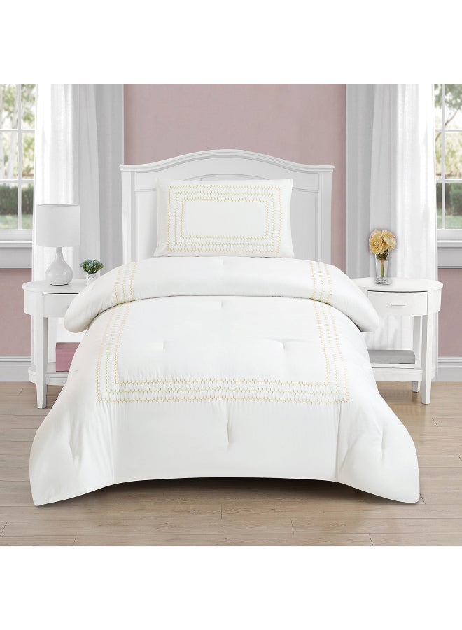 Home Box Joy Noa Twin Comforter Set - White and Yellow - Image 2